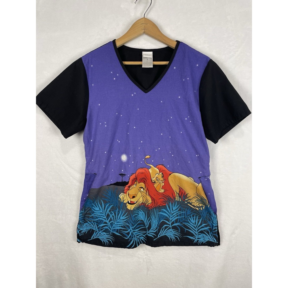 Disney Lion King Woman's Scrubs Shirt Disney Medical Nurse‎ Pediatrics Disney